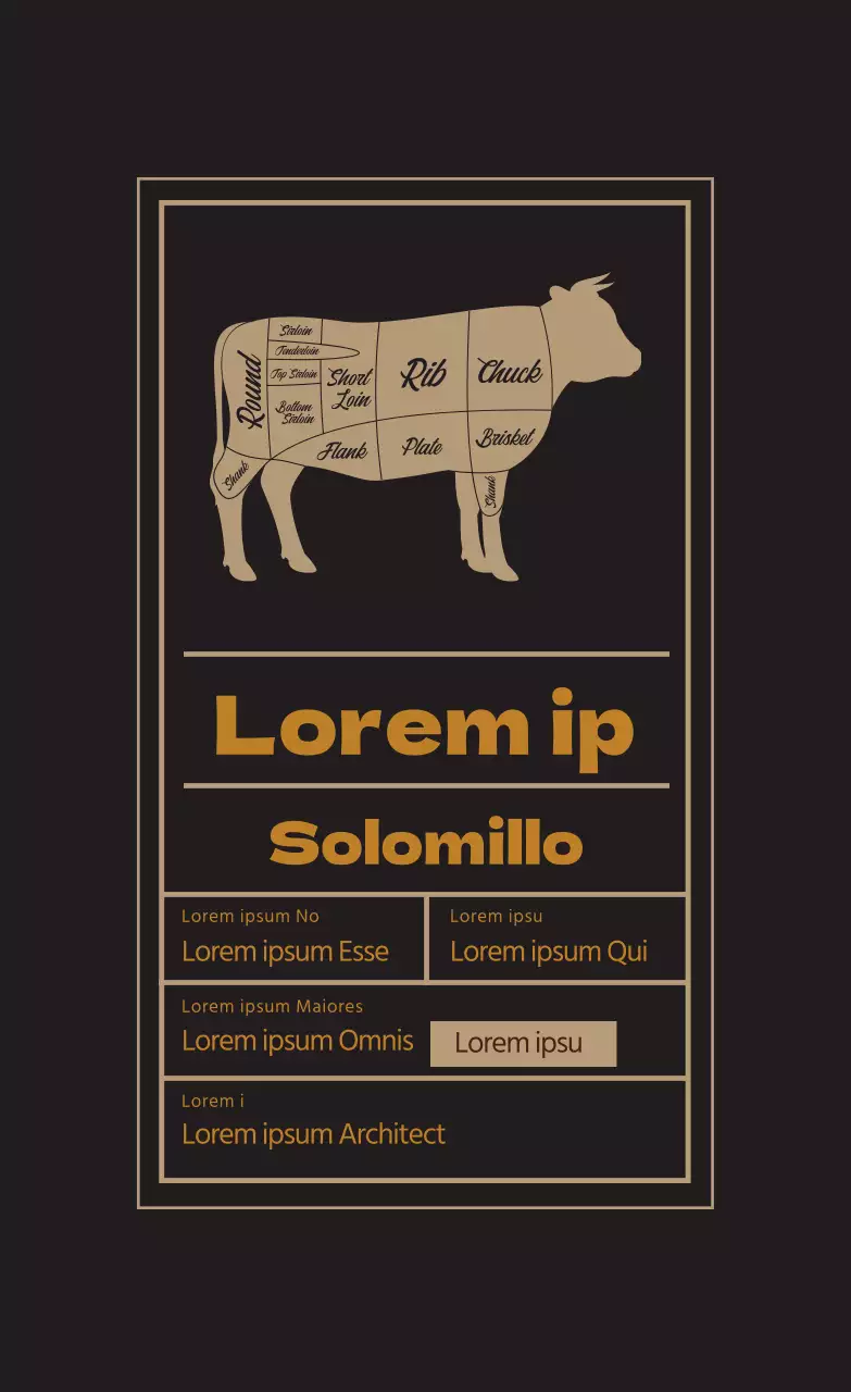 Etiquetas de alimentos para filetes ilustradas en beige