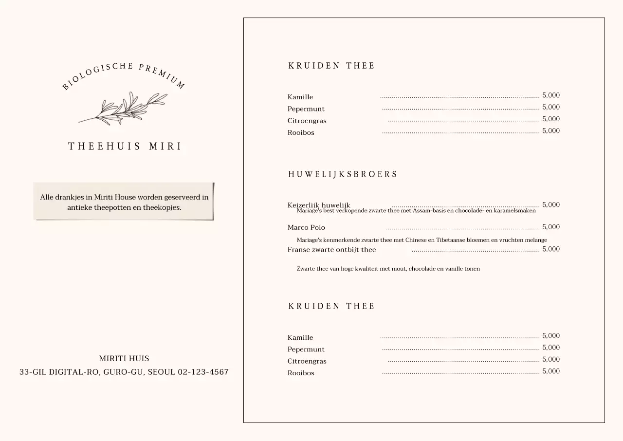 Eenvoudig Café-menu