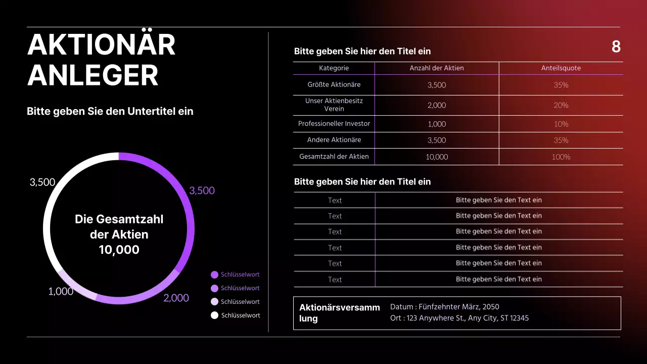 IR-Präsentation mit schwarzem, blauem und rotem Farbverlauf Geschäftskonzept