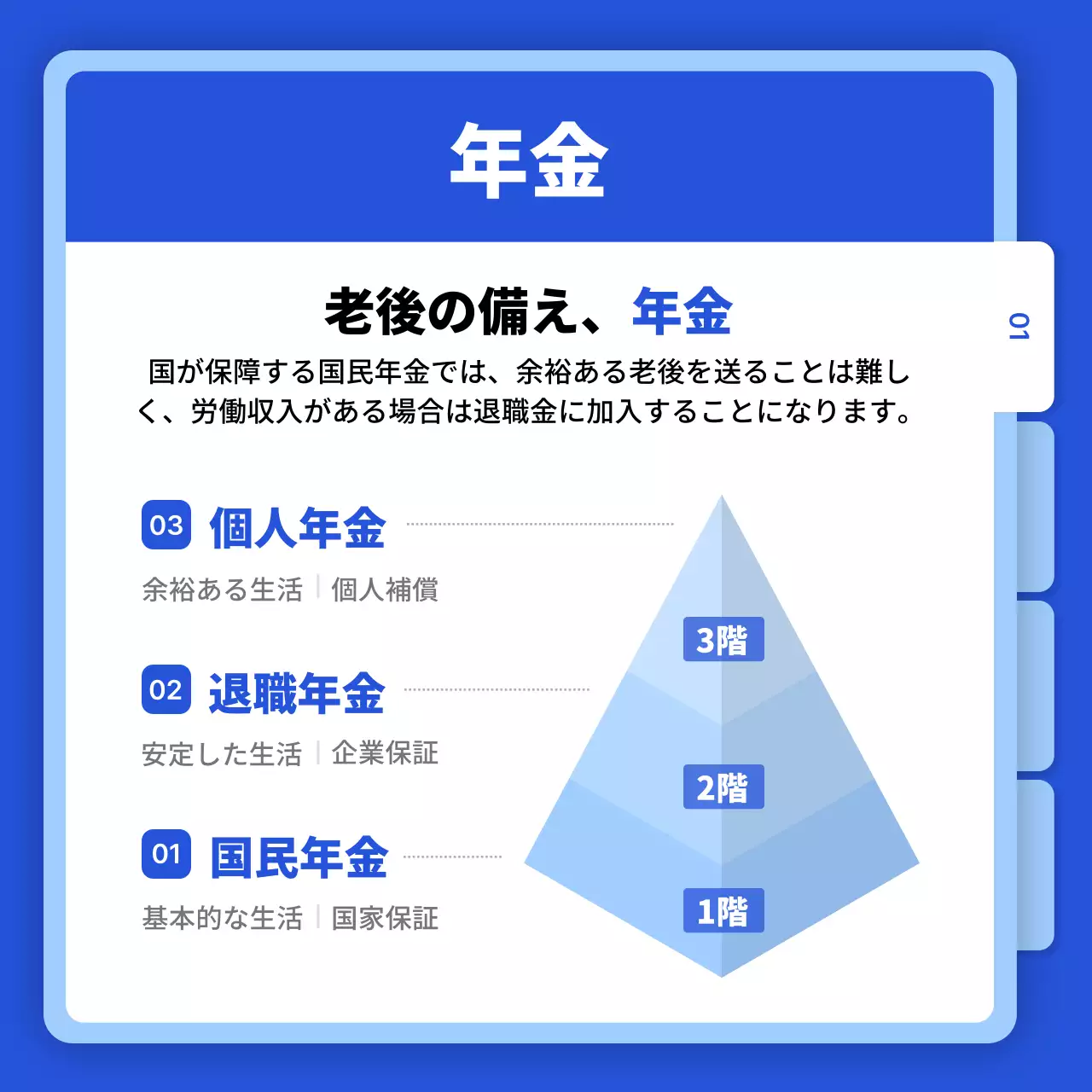 青 シンプル 退職金 パンフレット Instagram カルーセル