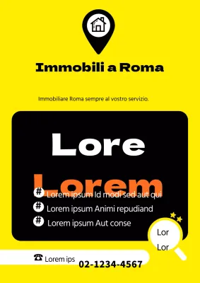 Volantino per una società immobiliare con sfondo giallo