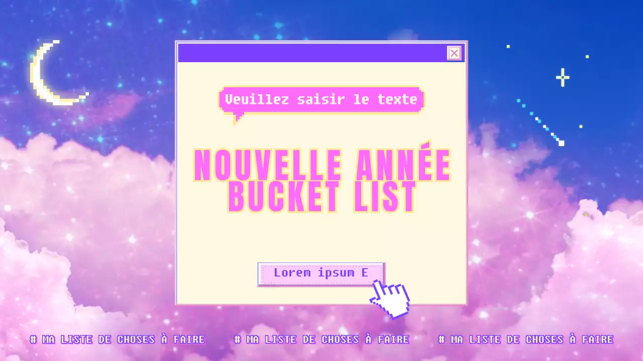 Une liste de rêve pour le Nouvel An en violet-rose-bleu