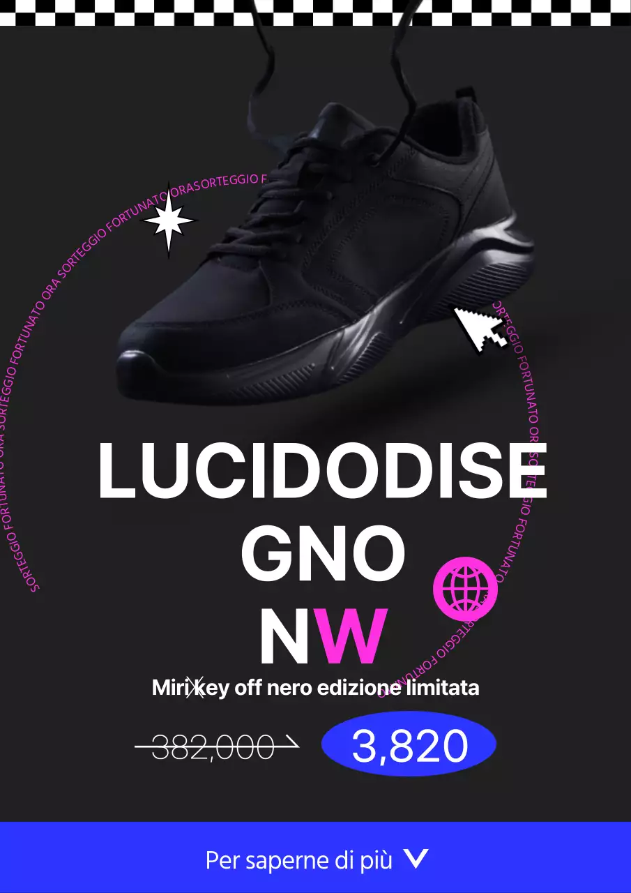Lucky Drow webposter in nero, una sneaker in edizione limitata.