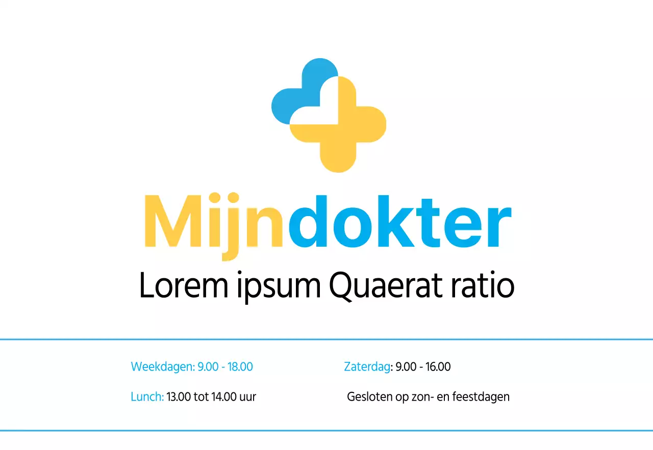 Een blauw-gele, strak gelijnde kliniek voor interne geneeskunde