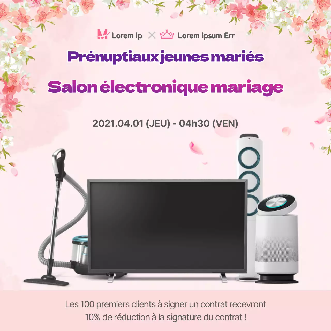 Salon de l'électronique pour les mariages, rose et joli