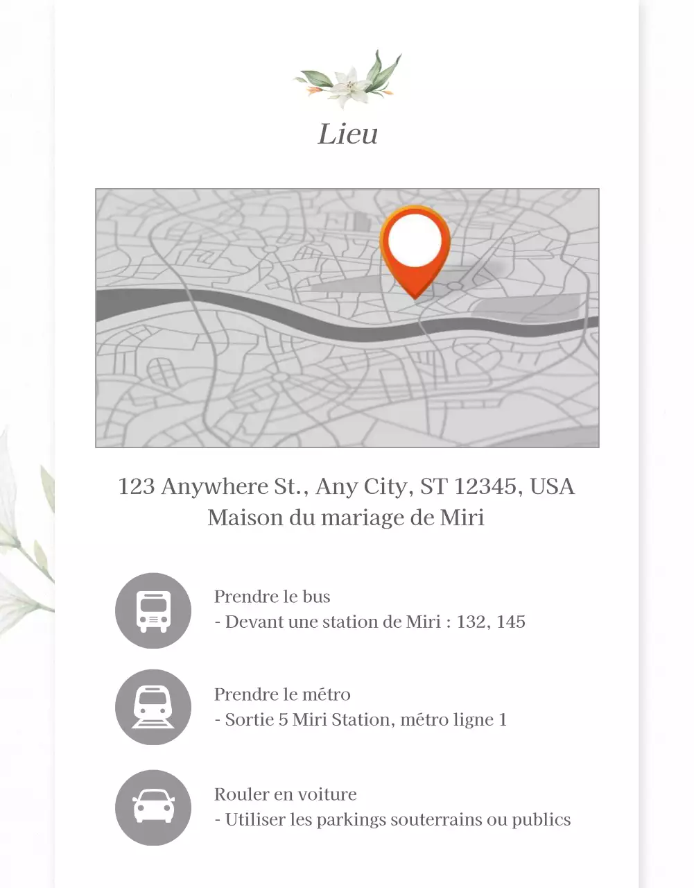 Invitation de mariage mobile gris clair et floral