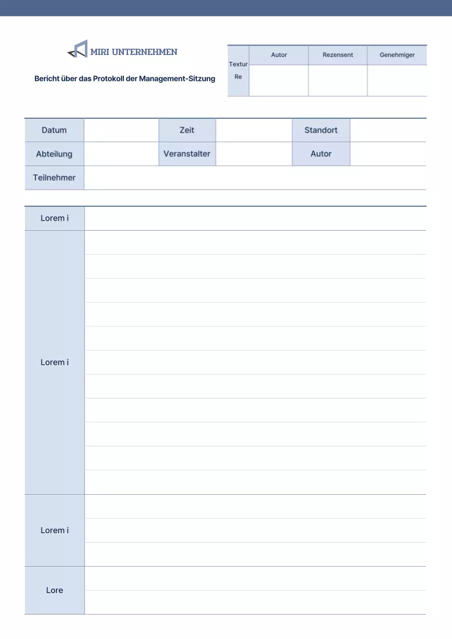 Blau hervorgehobener Bericht über das Protokoll der Exekutivsitzung