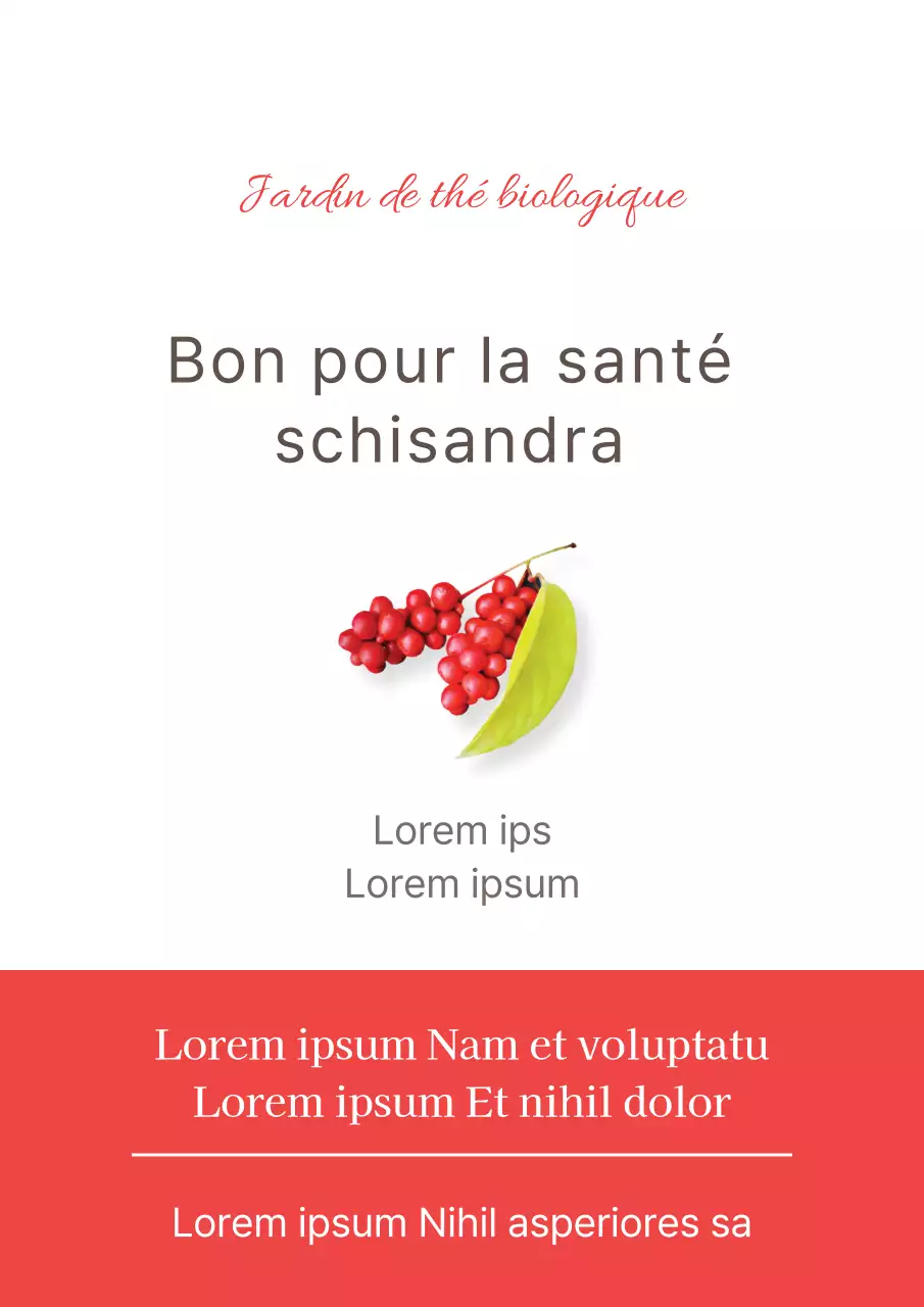 Promouvoir une carte de boissons à base de thé aux fruits et de fraises rouge et simple