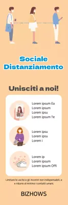 Arancione blu illustrazione pulita guida al distanziamento sociale