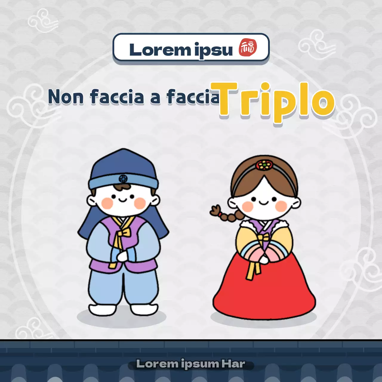 Simpatico tema tradizionale in blu navy e giallo