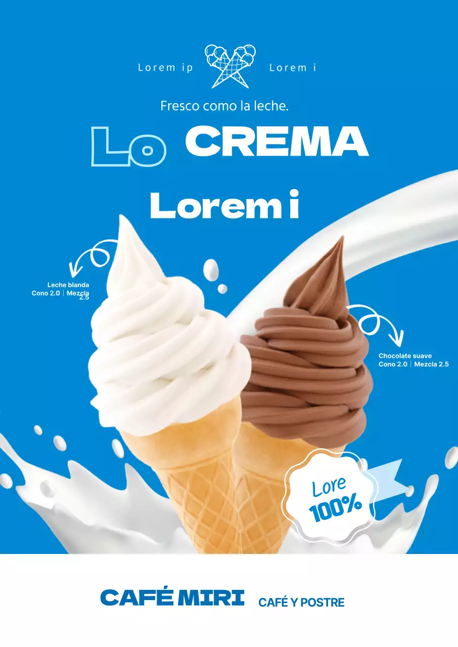 La foto azul destaca el helado limpio