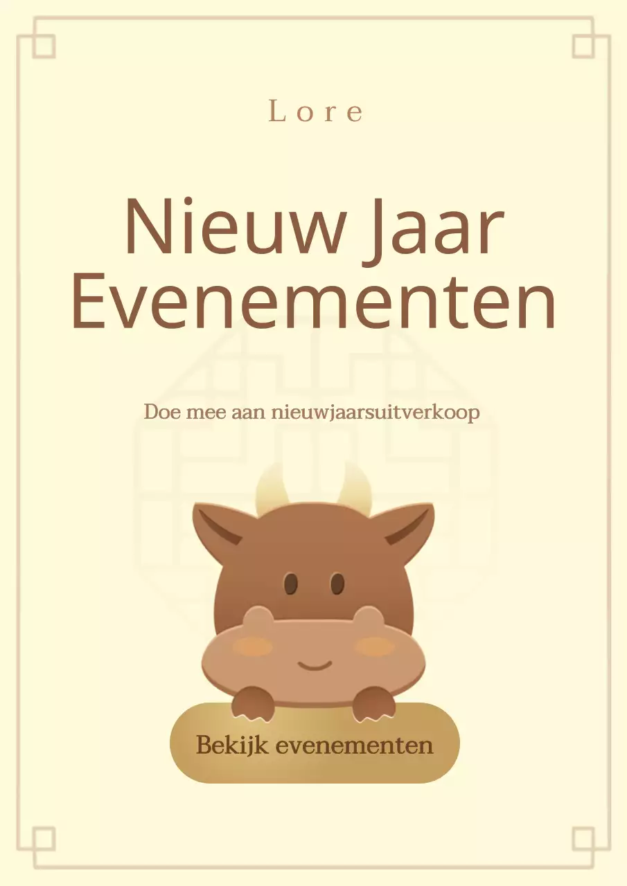 Nieuwjaarspromotiepagina met schattige gele illustraties