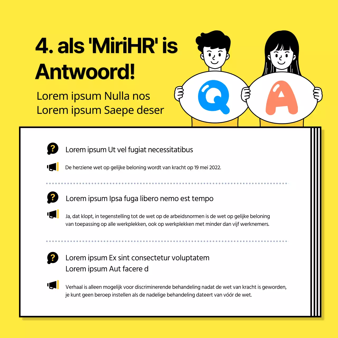 Gele illustratie Concept Arbeidsrecht Wijziging Wet Gelijke Behandeling