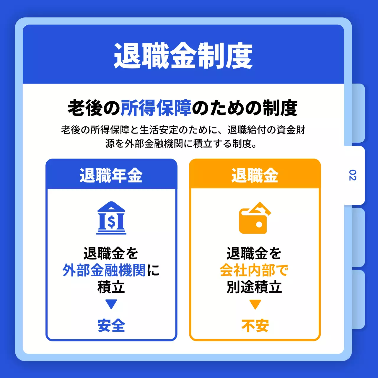 青 シンプル 退職金 パンフレット Instagram カルーセル