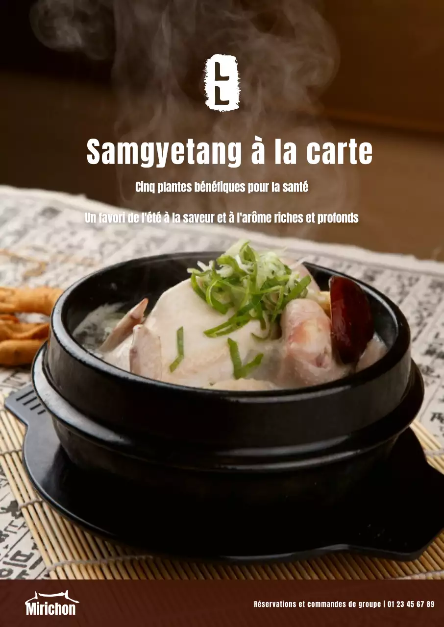 Pour la promotion d'un café avec une photo d'un concept de dessert vintage en rouge et ivoire.