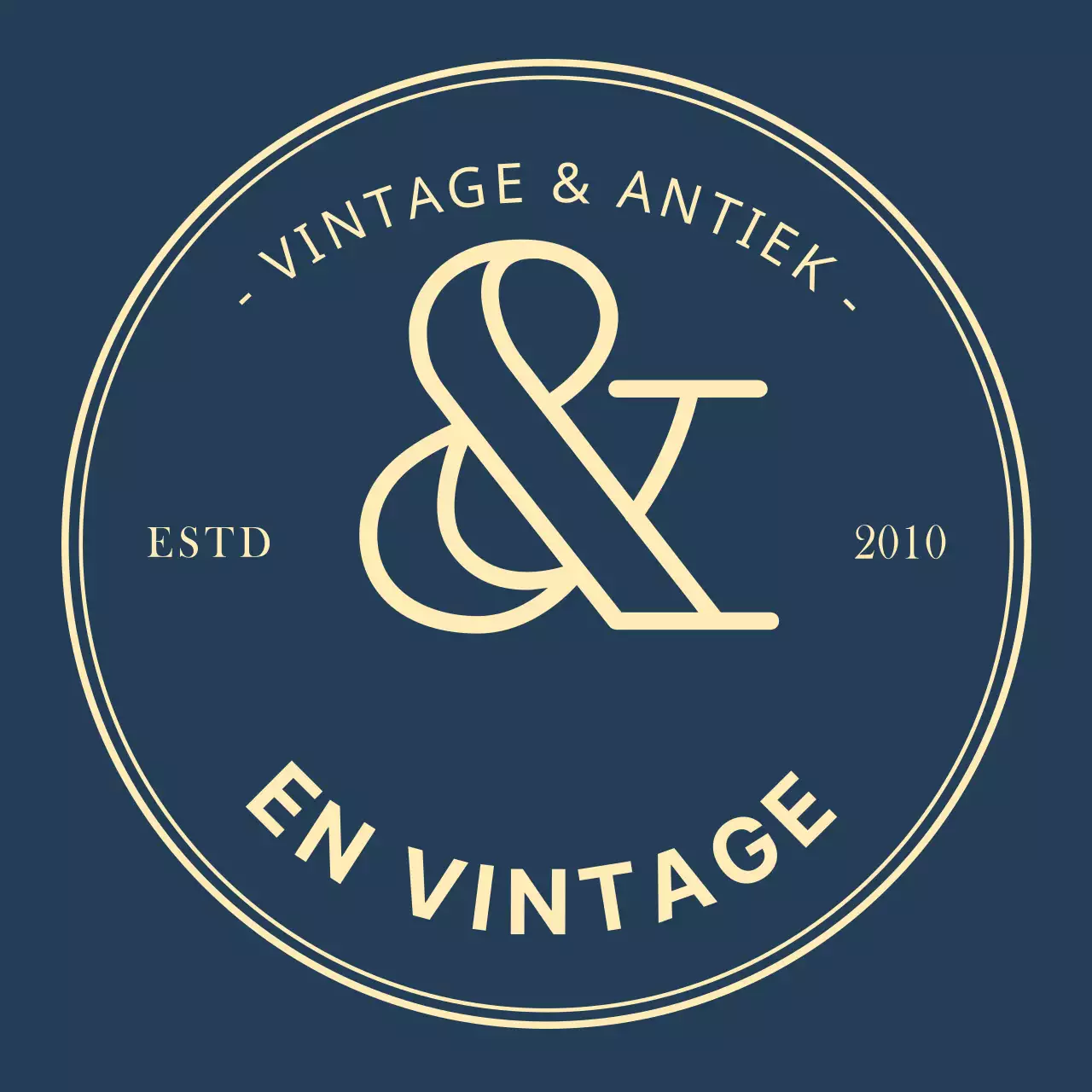 Eenvoudig vintage winkellogobord in marineblauw