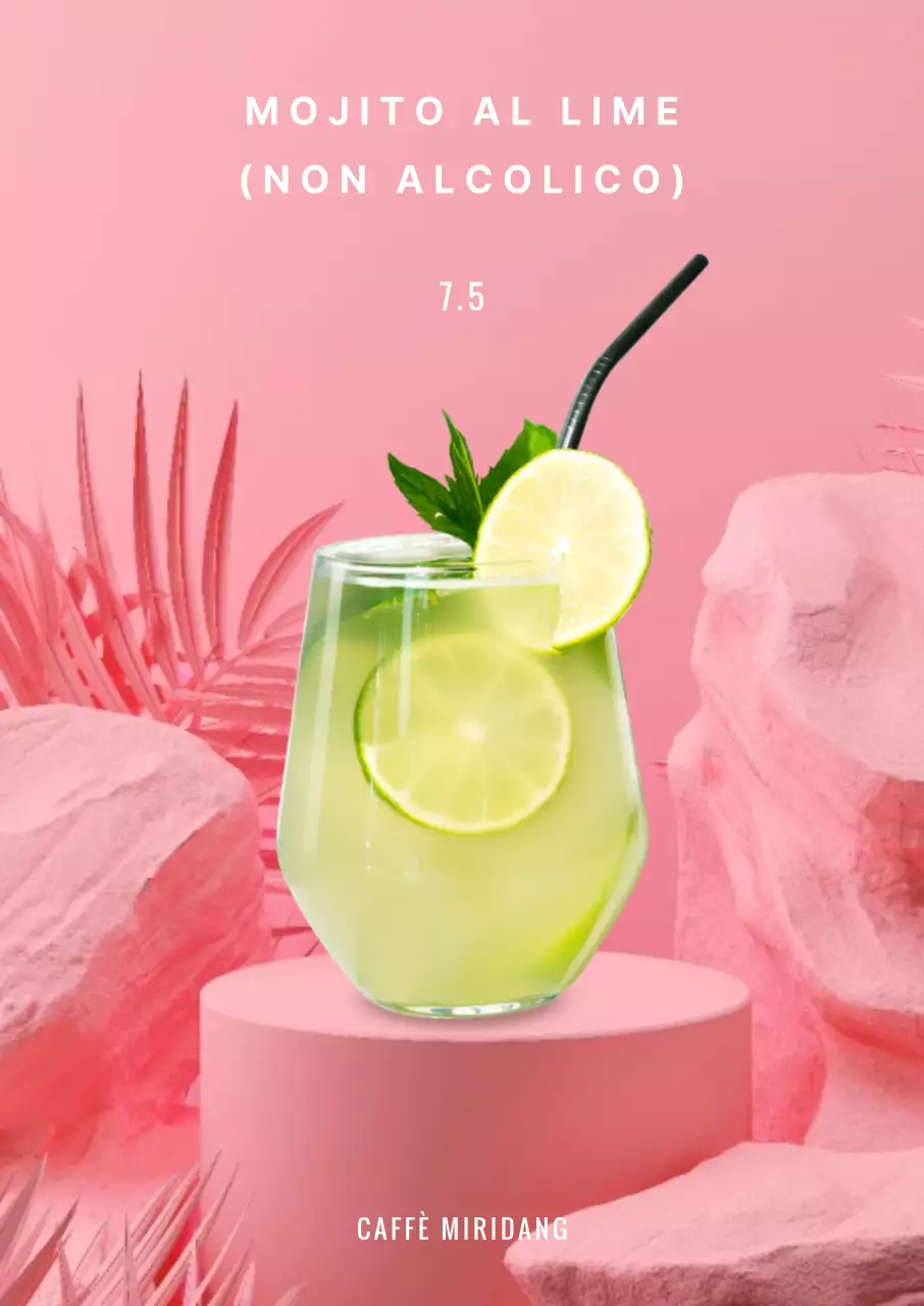 Mojito al lime con sfondo tropicale rosa