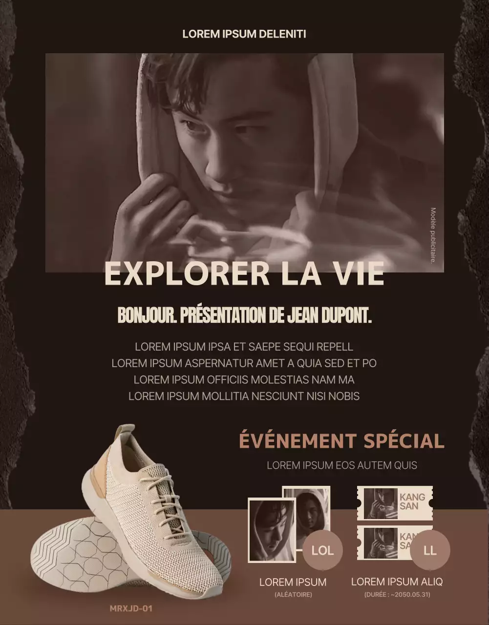 Collaboration avec des chaussures de randonnée sépia et beige