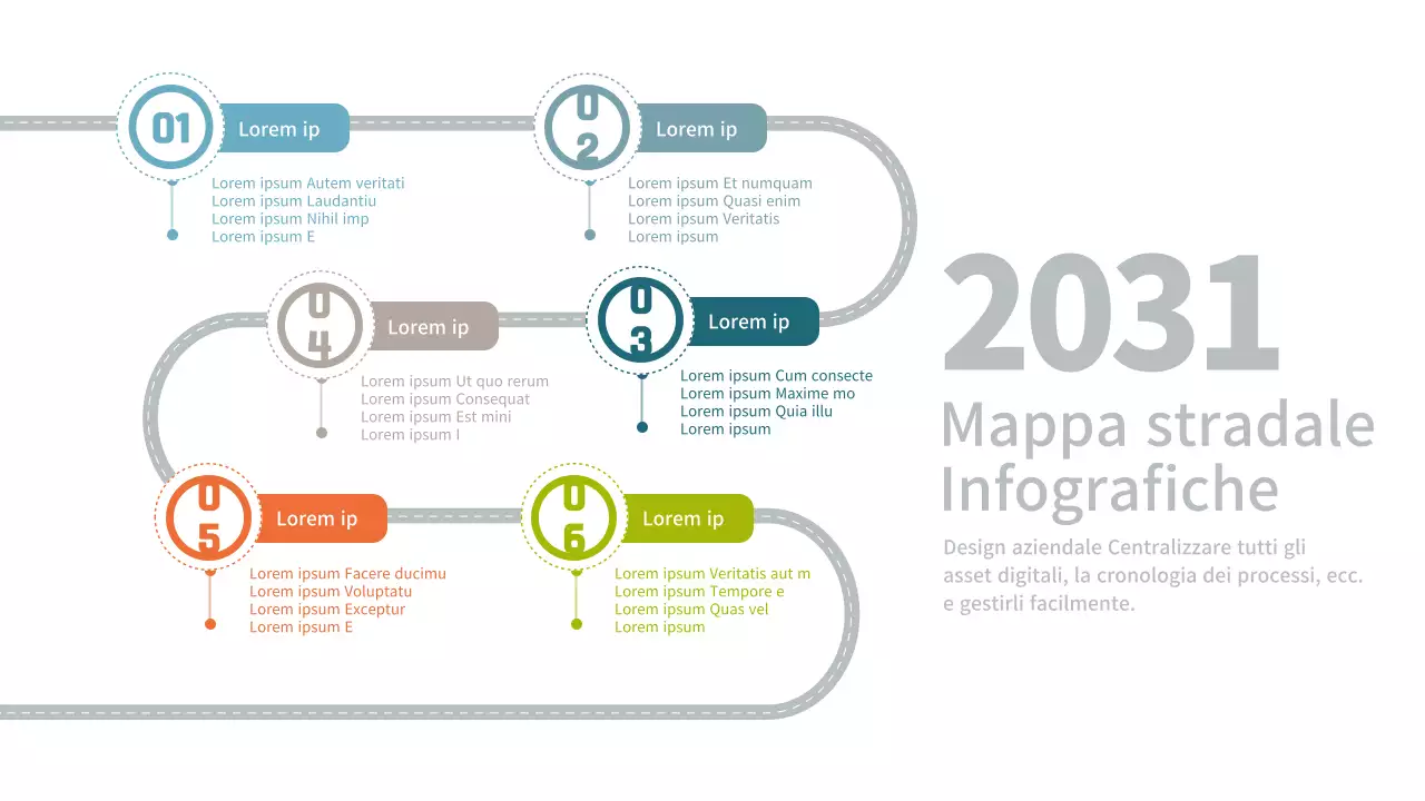 Infografica della roadmap aziendale semplice e multicolore