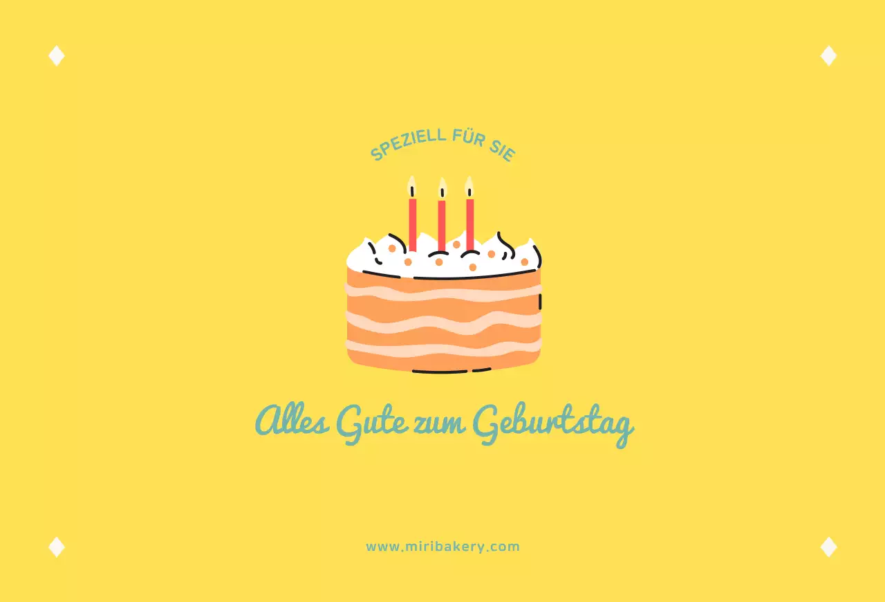 Gelbe Geburtstagspostkarte