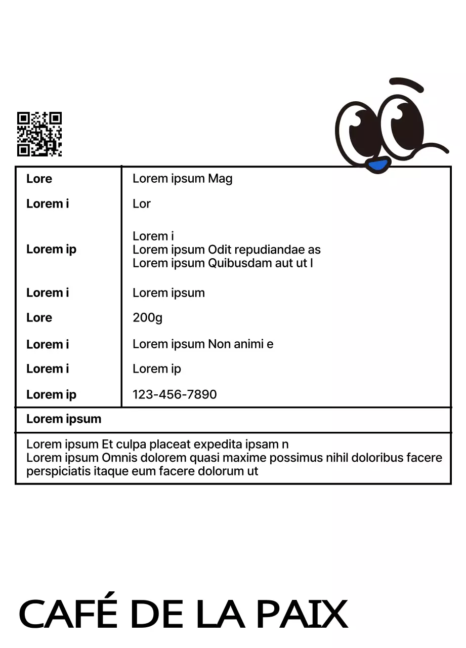 Illustrations de personnages avec des grains de café et une tasse de café bleue et rouge.