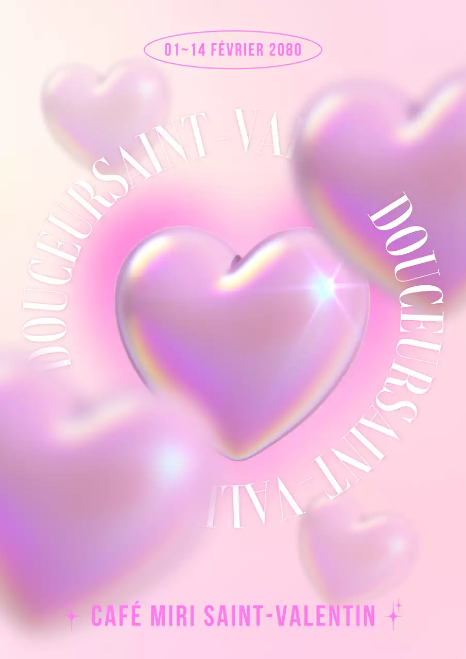 Faites la promotion de votre événement de la Journée blanche avec des cœurs roses en 3D