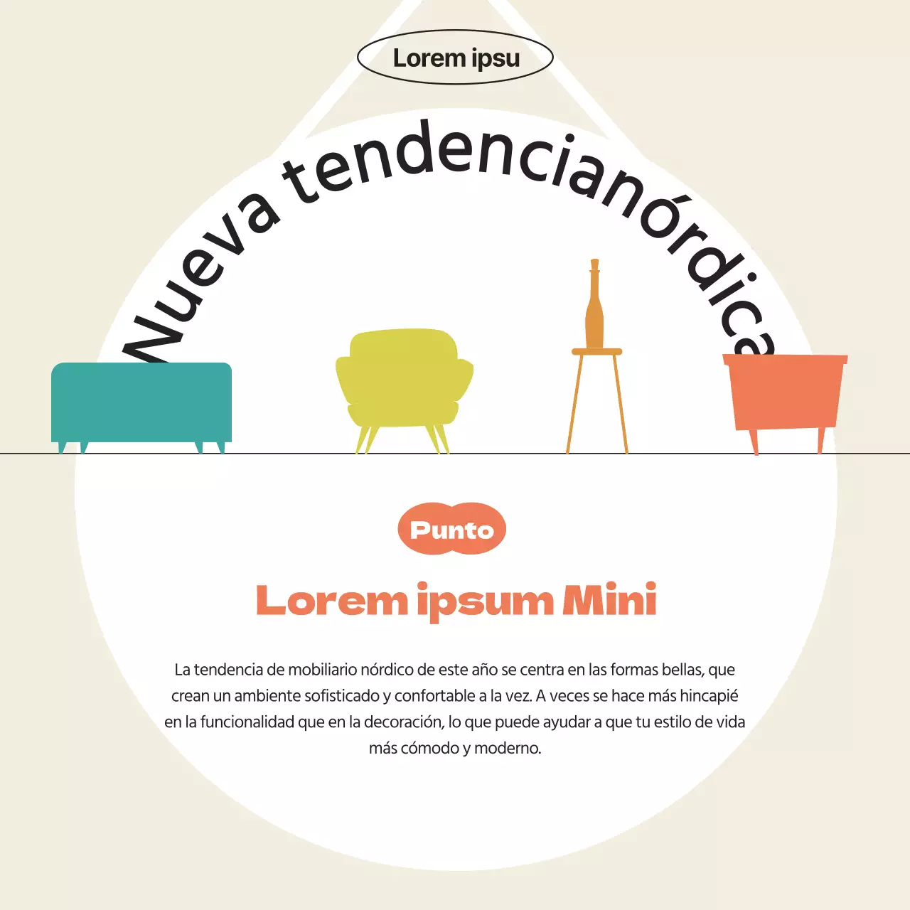 Una selección de interiores limpios y tranquilos en naranja vintage.