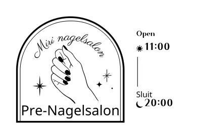 Badge-stijl nagelstudio in de hand illustratie