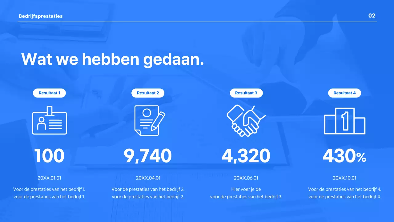 Een moderne bedrijfspresentatie in blauw en wit