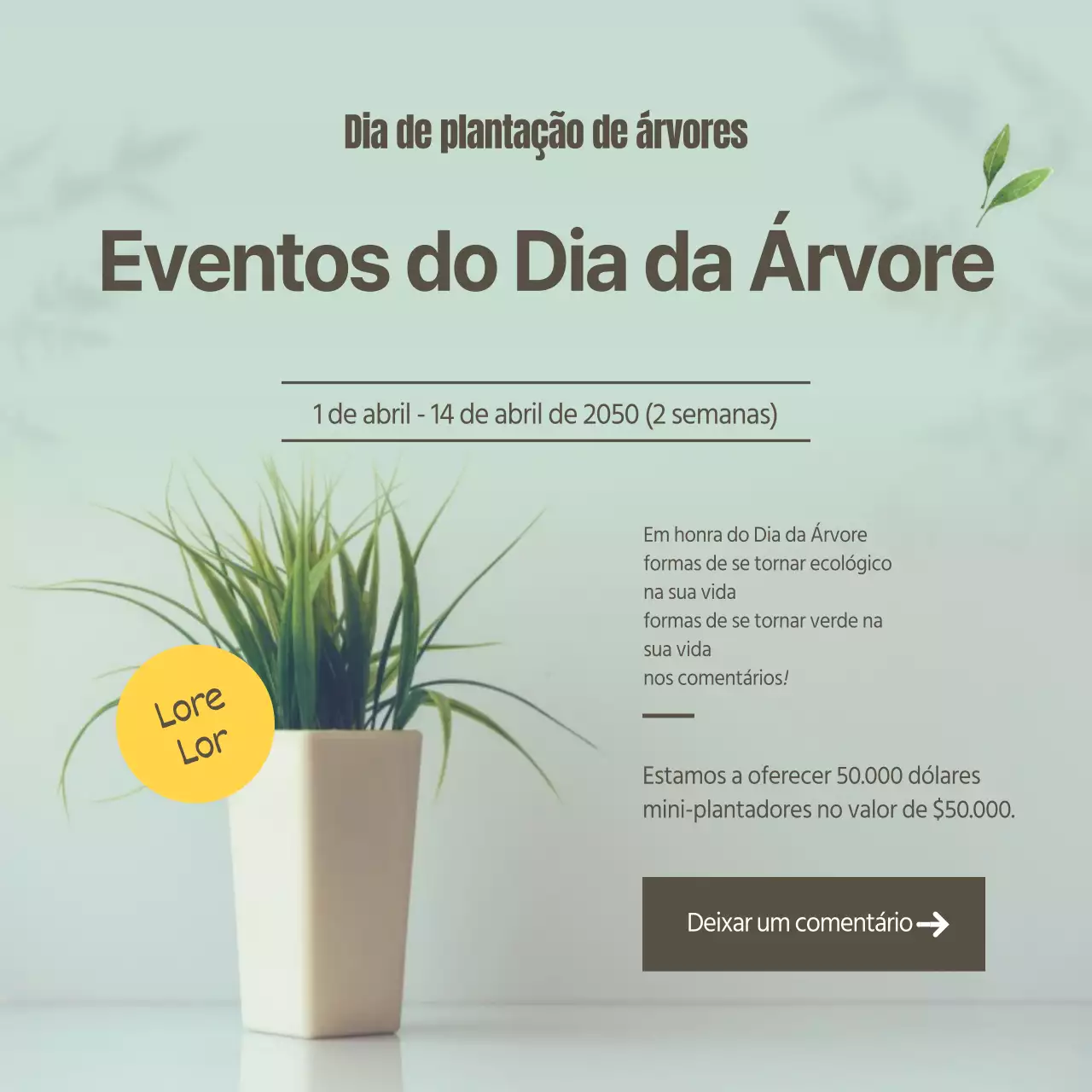 Dia da árvore num vaso de plantas com fundo de menta fotoEvento
