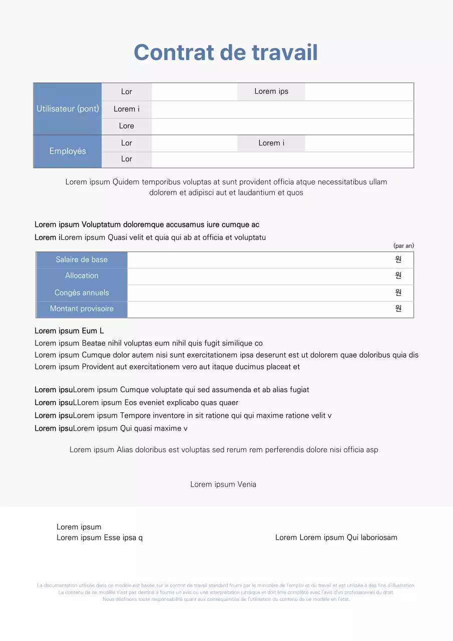 Contrat annuel simple en bleu