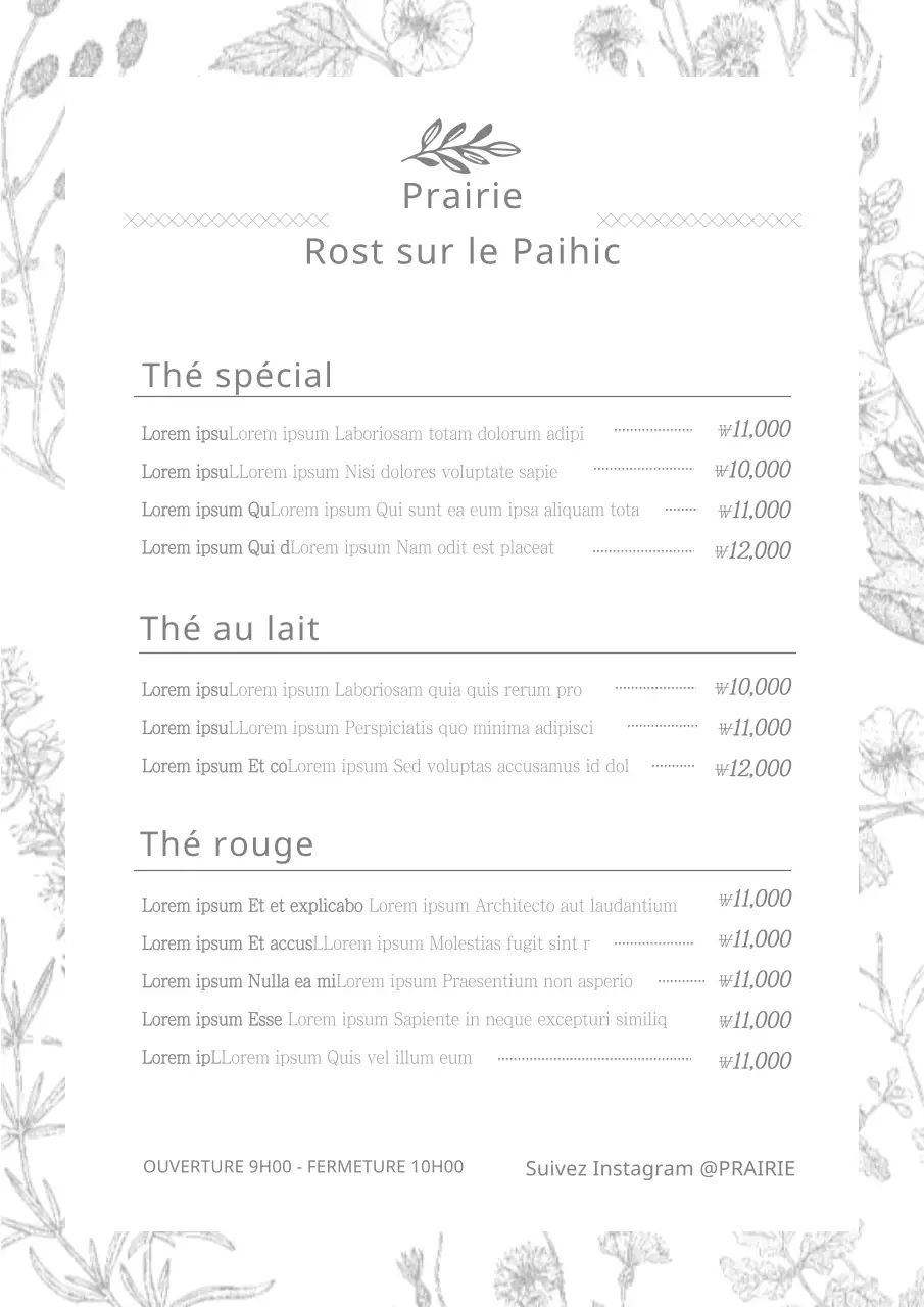 Menus des restaurants