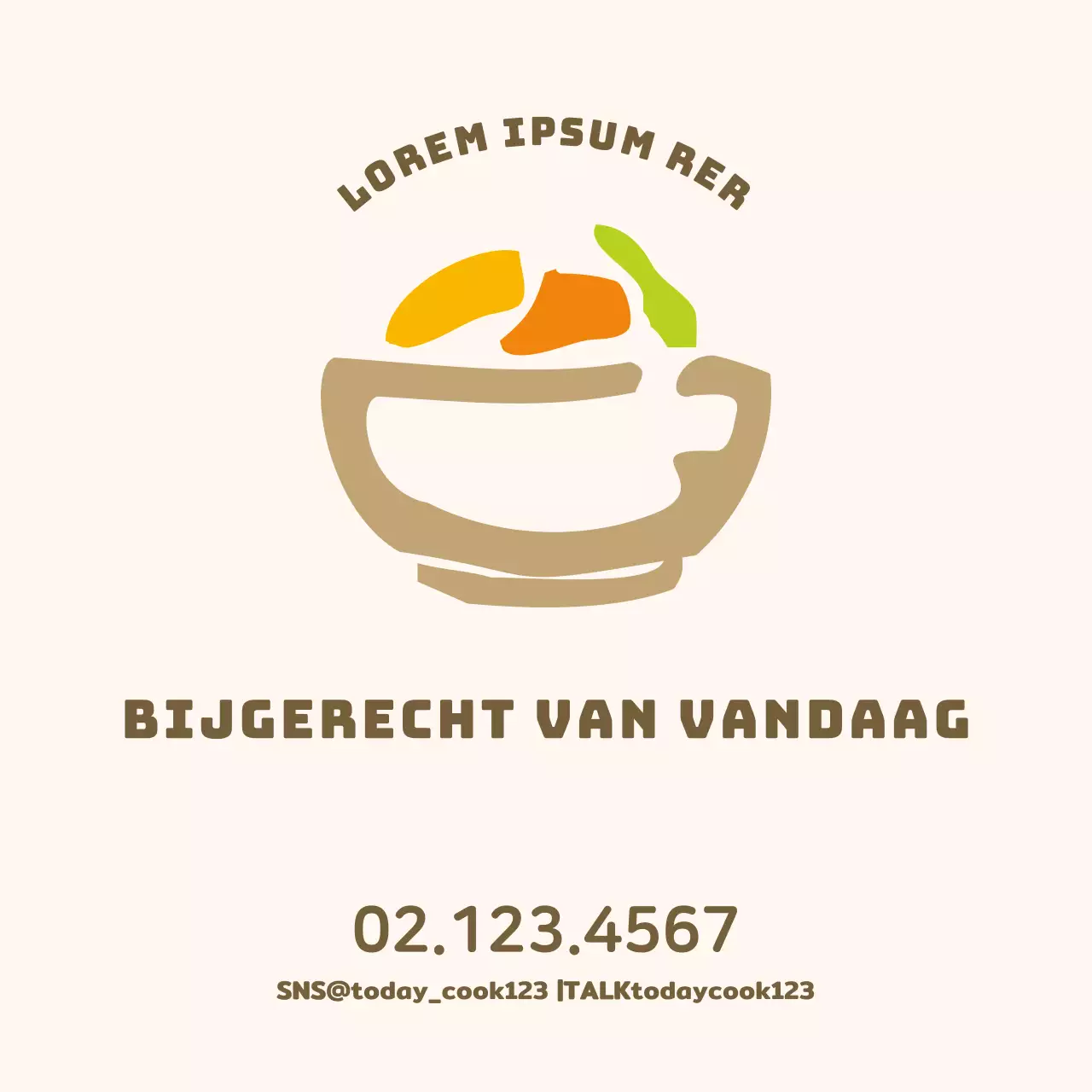 Bruin en lichtgeel, rond geïllustreerd delicatessen aanvragen