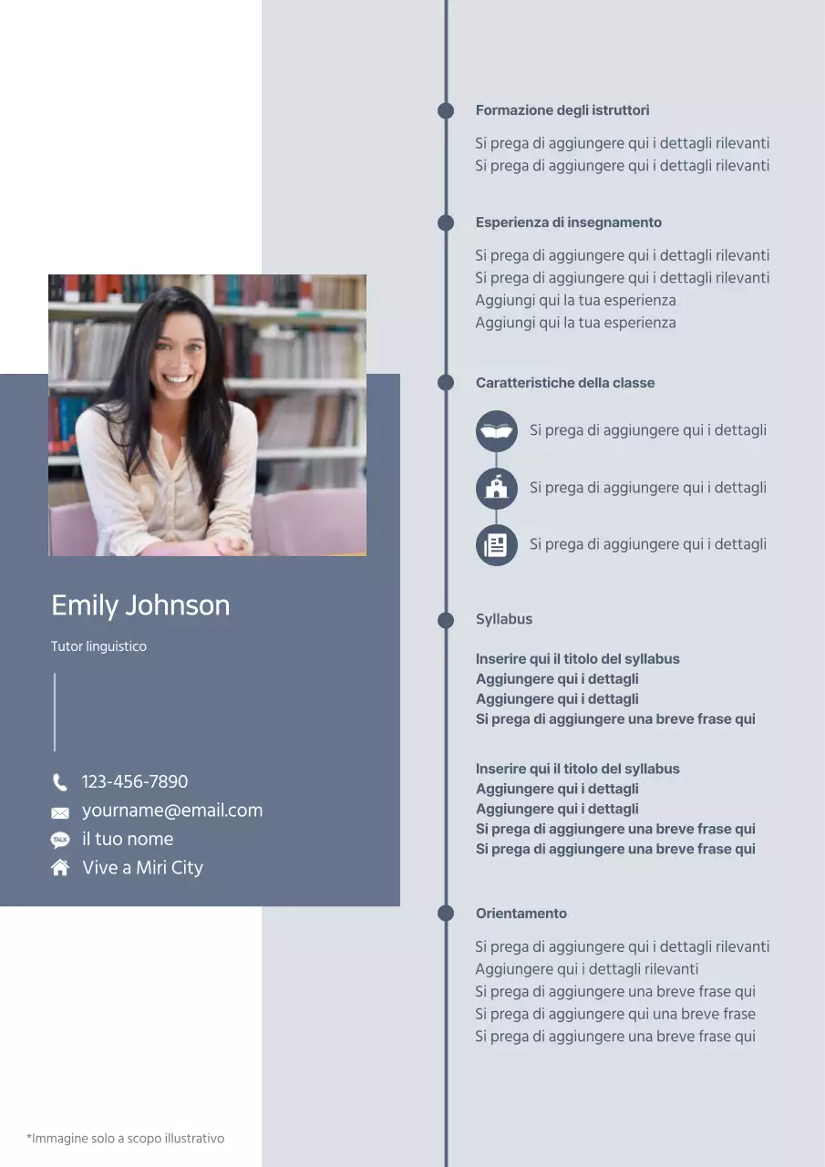 Curriculum di tutoraggio pulito in blu