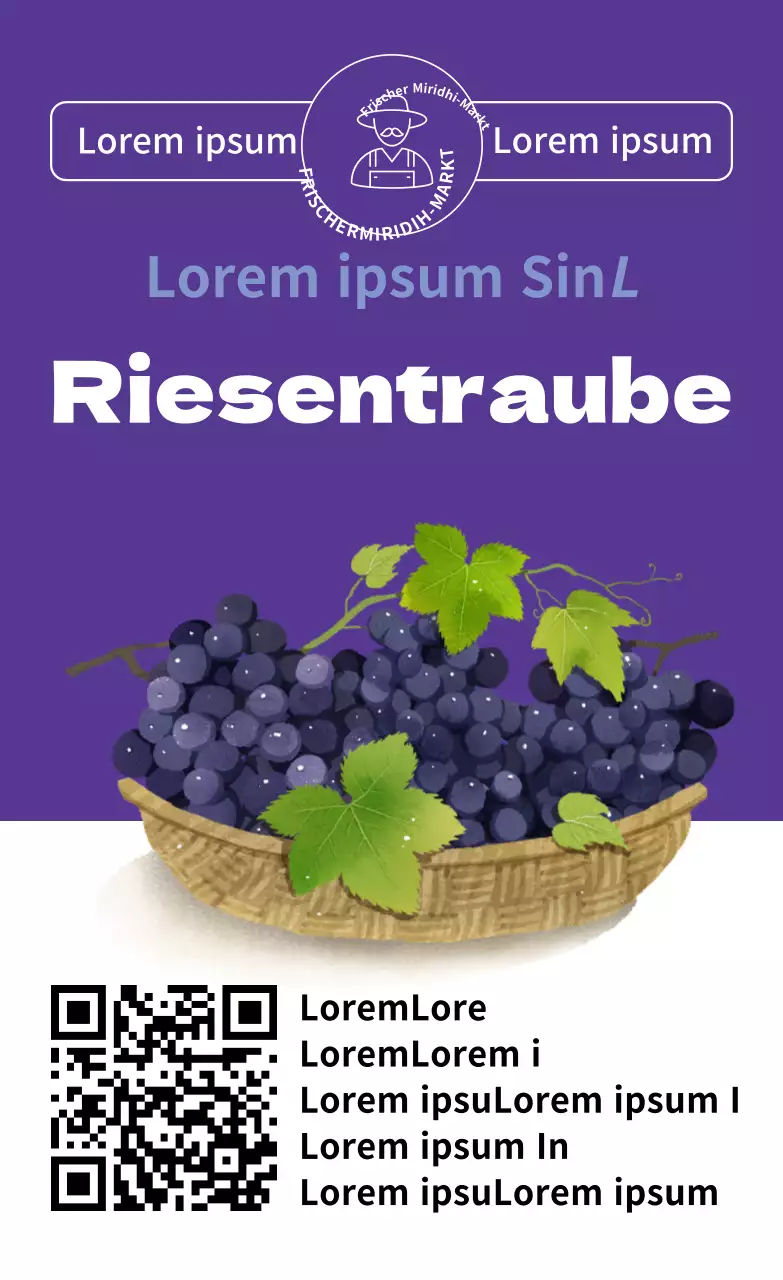 Sommerprodukte Weintrauben Illustration einfache vertikale Aufkleber nach Farbe