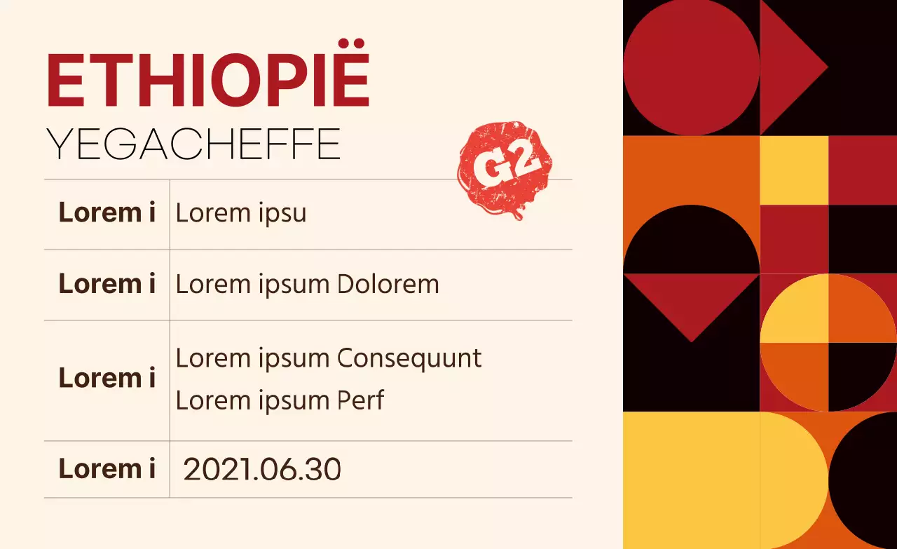 Kleurrijk patroon bonen koffie-etiketten Ethiopië