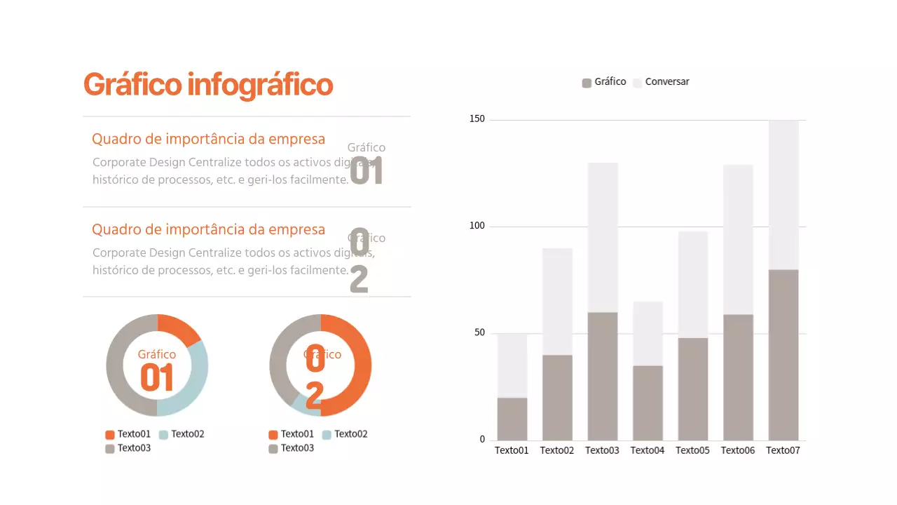 Gráfico infográfico simples em laranja e castanho