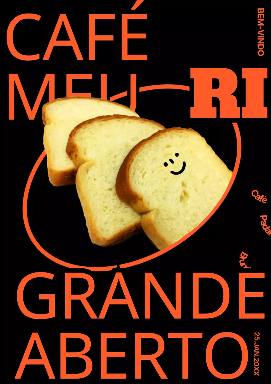Abrir uma pastelaria moderna em preto e laranja néon (web poster vertical)