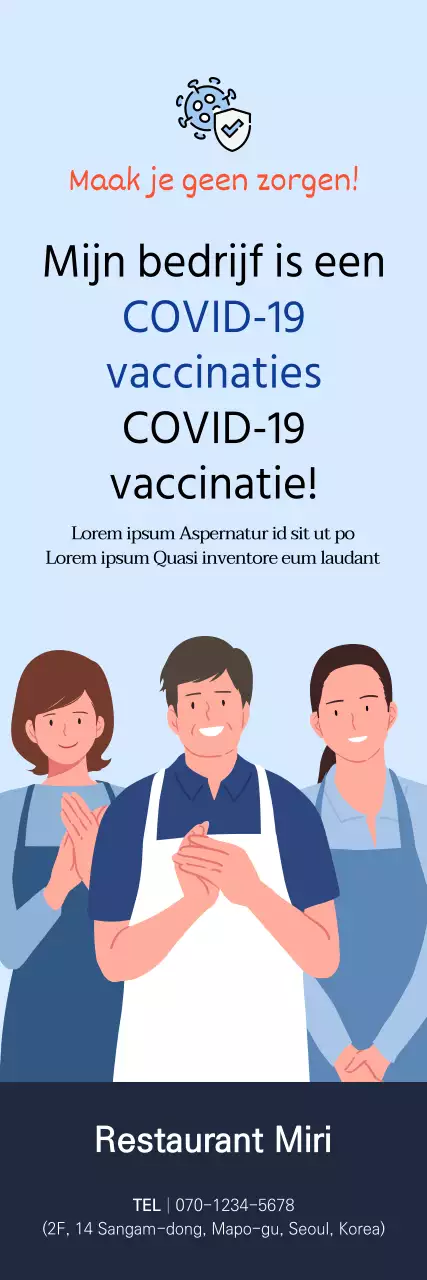 Coronavirusvaccinatie x-banner met blauwe illustratie