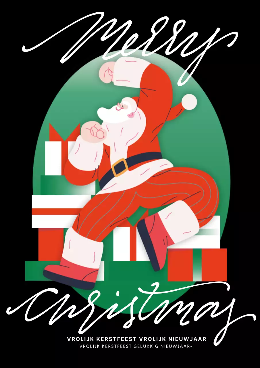 Zwarte moderne kerstman kerst kunstwerk poster