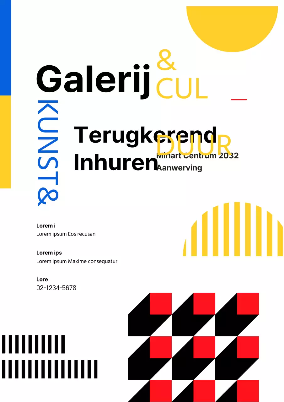 Promoot je moderne geel-witte galerij te huur