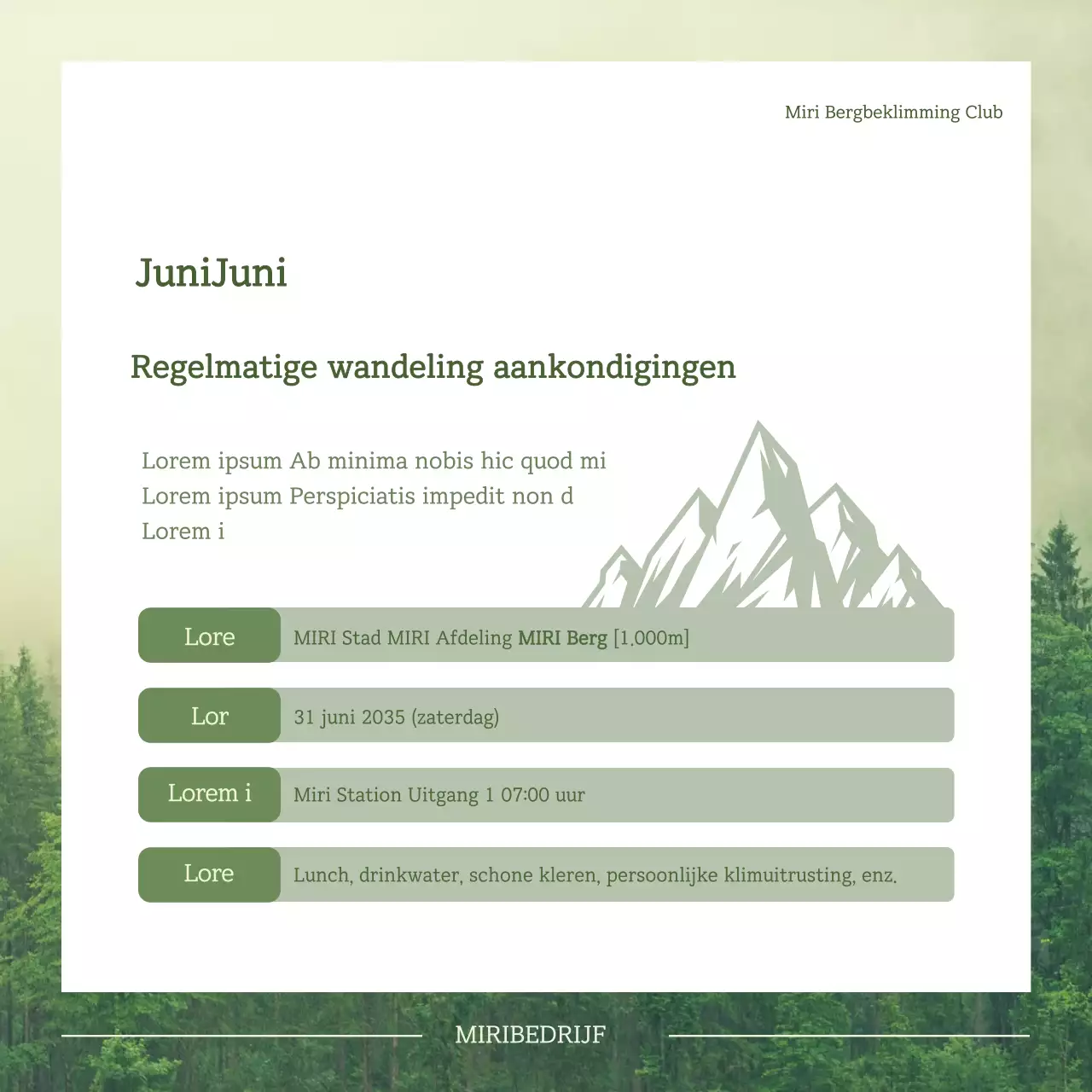 Een eenvoudig, groen, regelmatig wandelthema