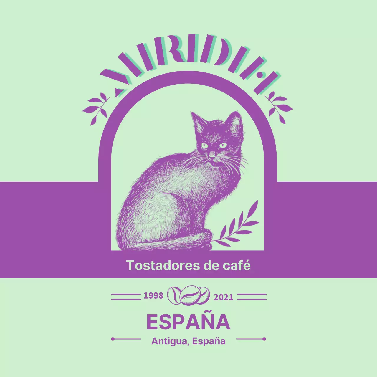 Guía de marcas y granos de café con un diseño tipográfico en verde lima y morado3