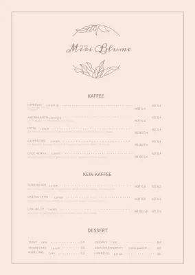 Rosa luxuriöse Blume Cafe Cafe Menü Poster