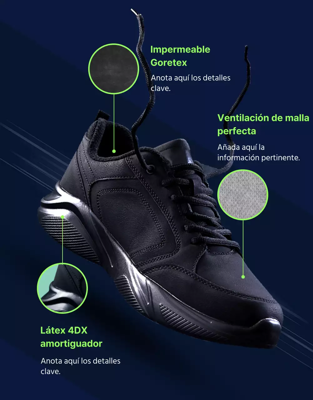 Deportivas y resistentes para exteriores en colores azul marino y fluorescente