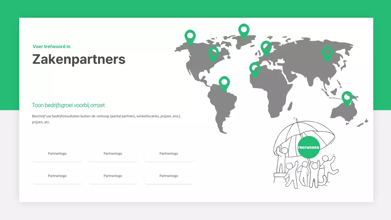 Een wereldkaart van startup-concepten in groen en grijs