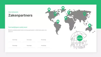 Een wereldkaart van startup-concepten in groen en grijs