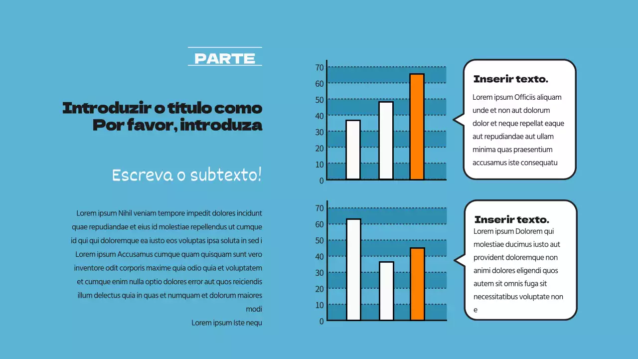 Infográfico de gráfico de barras verticais giro em azul claro e laranja