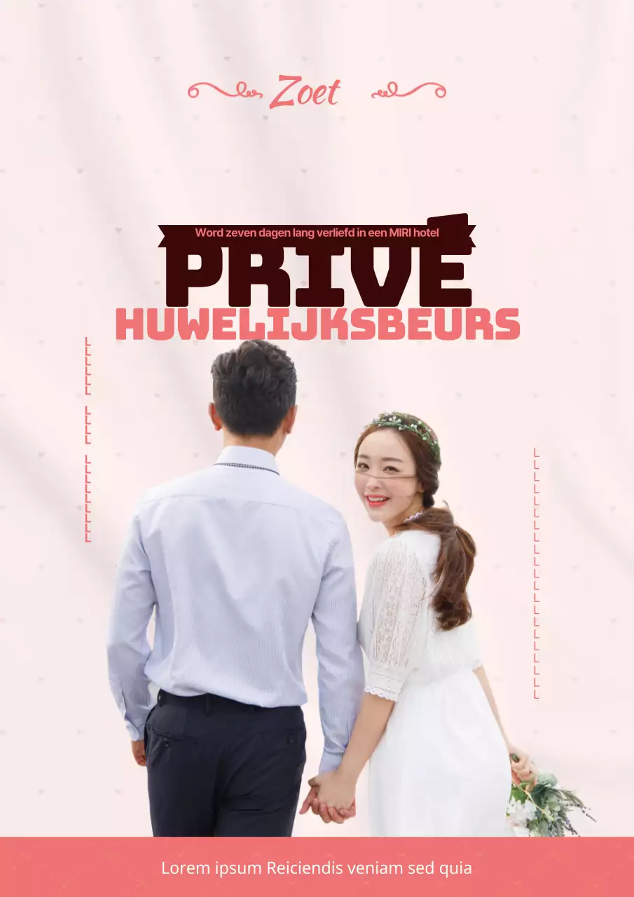Promoot een bruidsbeurs met roze bruidsfoto's