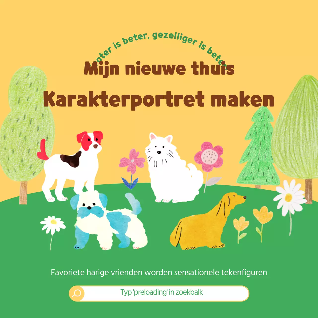Gepersonaliseerd hondenportret in geelgroene tinten Promotie-inhoud